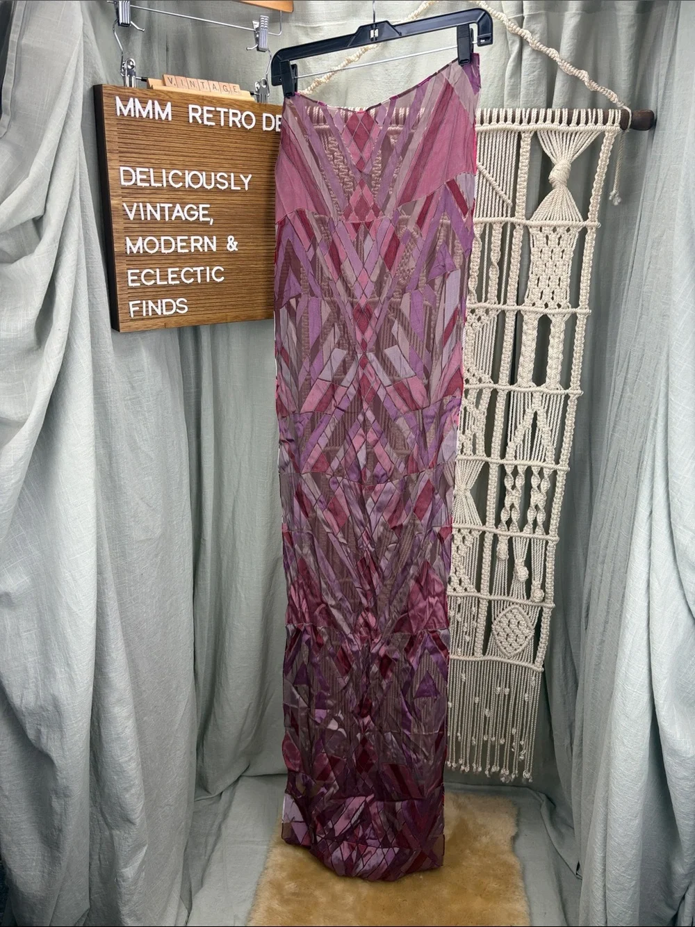 Vibrant Geometric Semi Sheer Burnout Scarf - Pink & Purple Palette